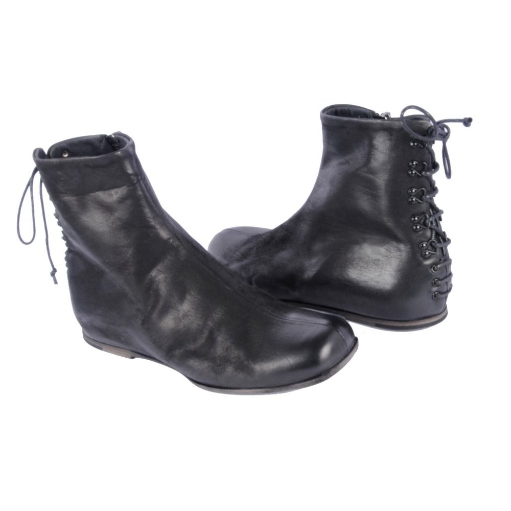 Black Ankle boots in vintage leather by Ink - Picture 3 of 8